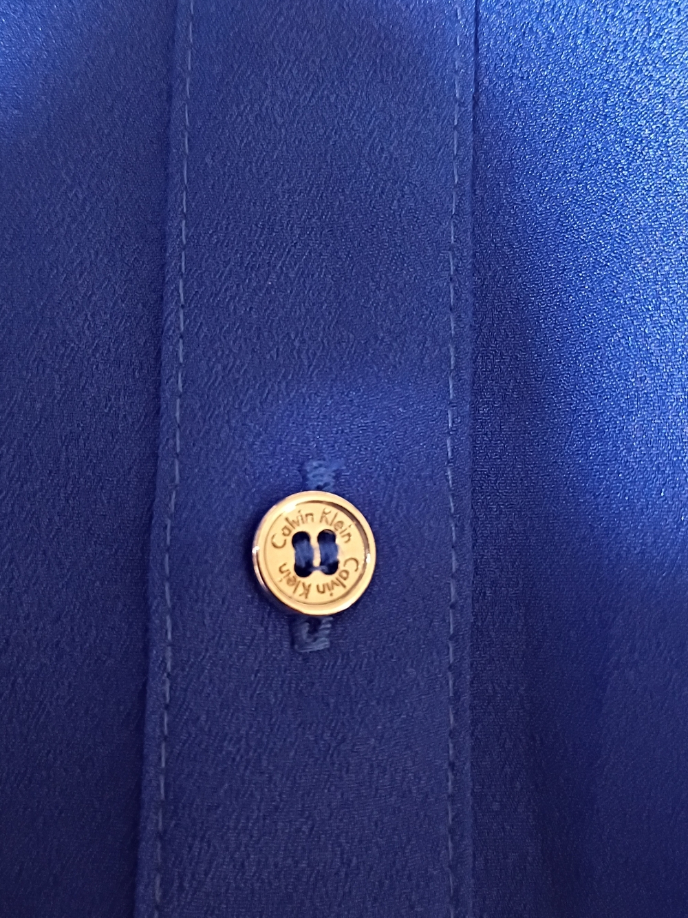 PCalvin Klein Electric Blue Blouse with Silver Hardware Zipper Pockets - Picture 7 of 8